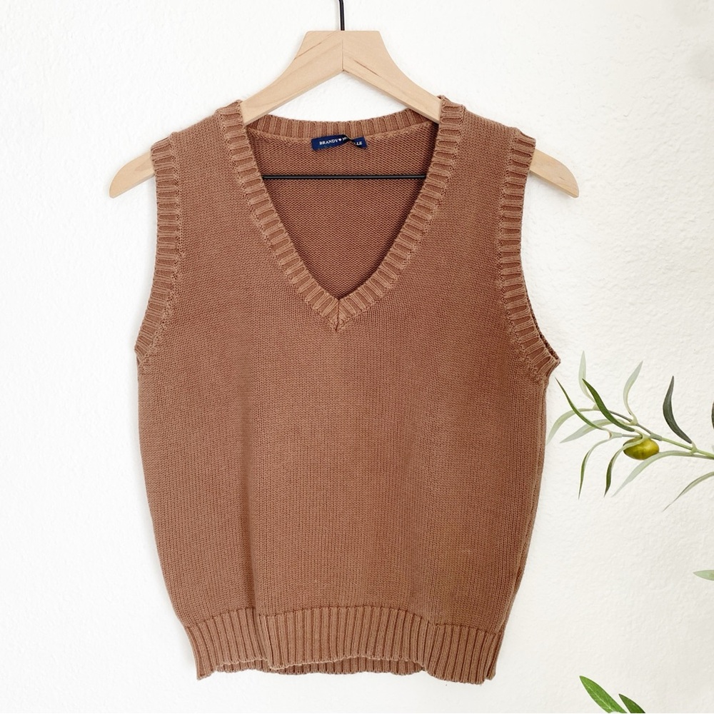 Brandy Melville Brown Knit Sleeveless Sweater Vest
